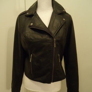 Jou Jou Black faux leather Moto Jacket Size S